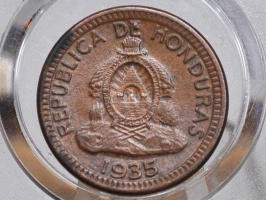 Rarer 1935 Honduras 1 Centavo Centesimos - Uncirculated - Republic of Honduras Coin - 1 Centavo de Lempira