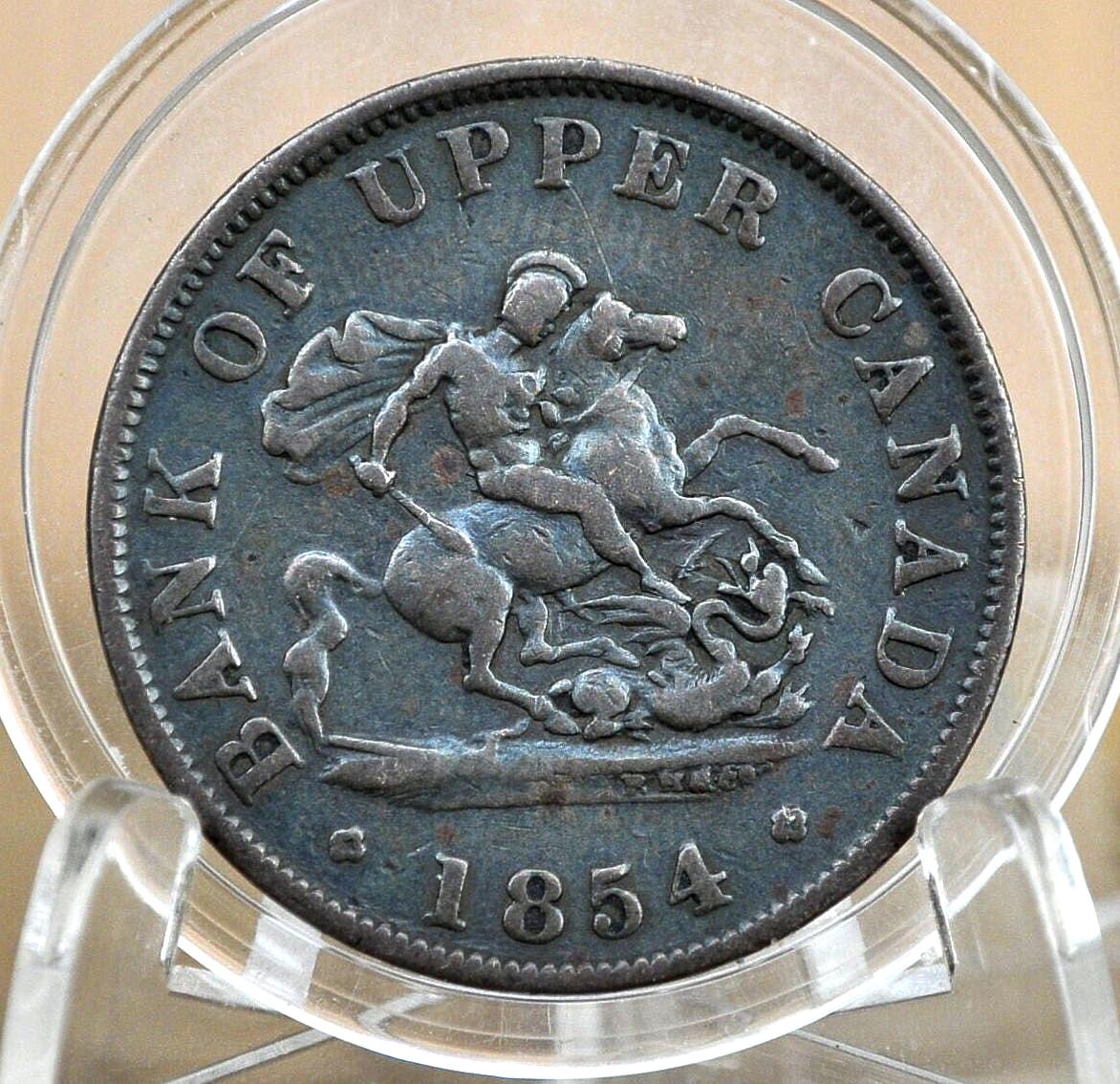 1854 Bank of Upper Canada Half Penny - 1/2 Penny Bank Token - 1854 Bank Token One Half Penny - 1854 Canadian Large Cent