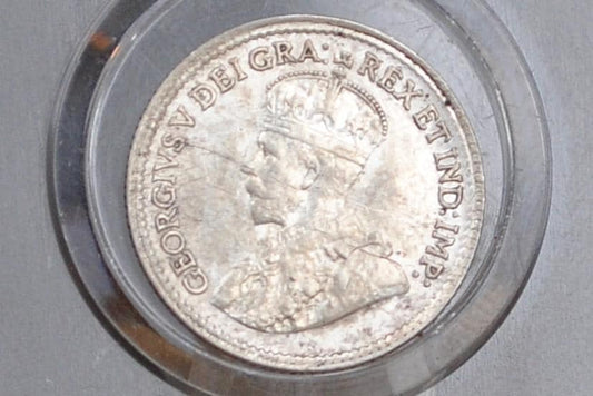 1920 Canadian Silver 5 Cent Coin - XF (Extremely Fine) Condition - King George - Canada 5 Cent 80% Silver 1920 Canada