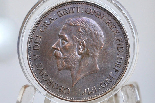 1932 Great Britain One Penny - Uncirculated Grade / Condition - United Kingdom Large Penny 1932 - King George Penny, Bronze, UK penny