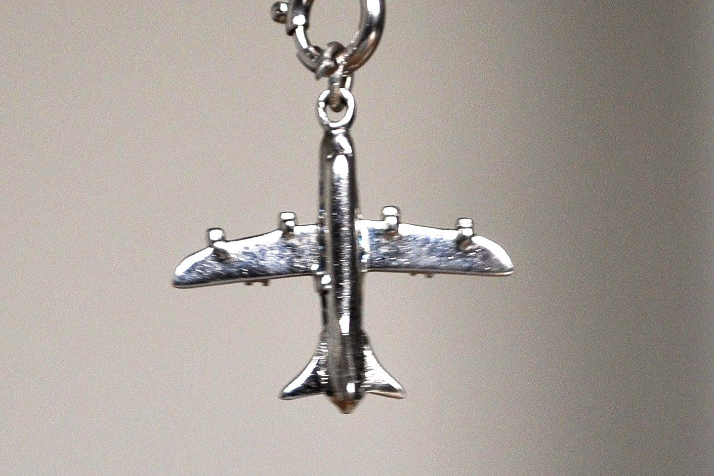 Scarce Sterling Silver Jet Airplane Pendant - Tested and Stamped Sterling Silver - J.M. Fischer & Co. Sterling Charm