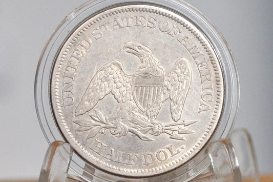 1861 Seated Liberty Half Dollar - AU (About Unc.), 1861 Liberty Seated Silver Half Dollar 1861 Mint Half