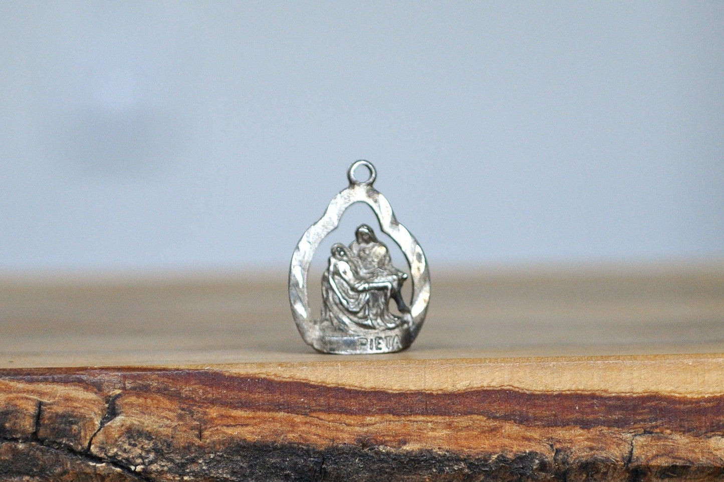 Vintage Sterling Silver Pieta Pendant - Stamped and Tested Sterling Silver - Catholic Religious Charm