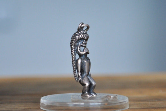 Rare Sterling Silver Tiki Pendant - Tested Sterling Silver - Polynesian Deity Charm - Hawaiian Kane Pendant