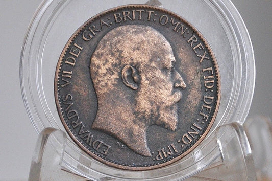 1903 Great Britain Half Penny - XF Condition - UK Large Penny 1903 - King Edward VII 1/2 Penny - Bronze -