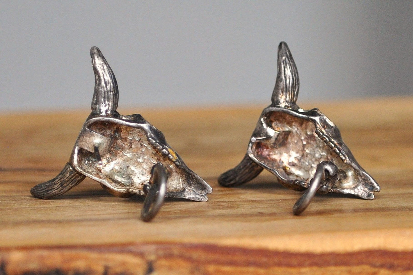 Rare Sterling Silver Steer Skull Earrings - Ox/Bull Skull Earrings - Latch Style Earrings - Tested Sterling Silver