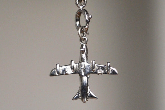 Scarce Sterling Silver Jet Airplane Pendant - Tested and Stamped Sterling Silver - J.M. Fischer & Co. Sterling Charm