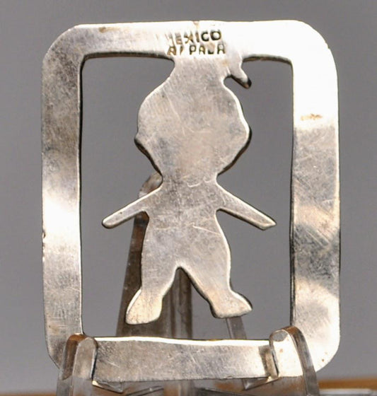 Stunning Mexico Sterling Silver Child Silhouette Bookmark - 1.75"x1.4" - Small Vintage Mexican 925 Silver Stamped Little Boy Bookmark