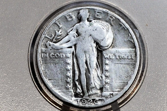1926 S Standing Liberty Quarter - VG - 1926-S Standing Liberty Silver Quarter - San Francisco Mint Mark