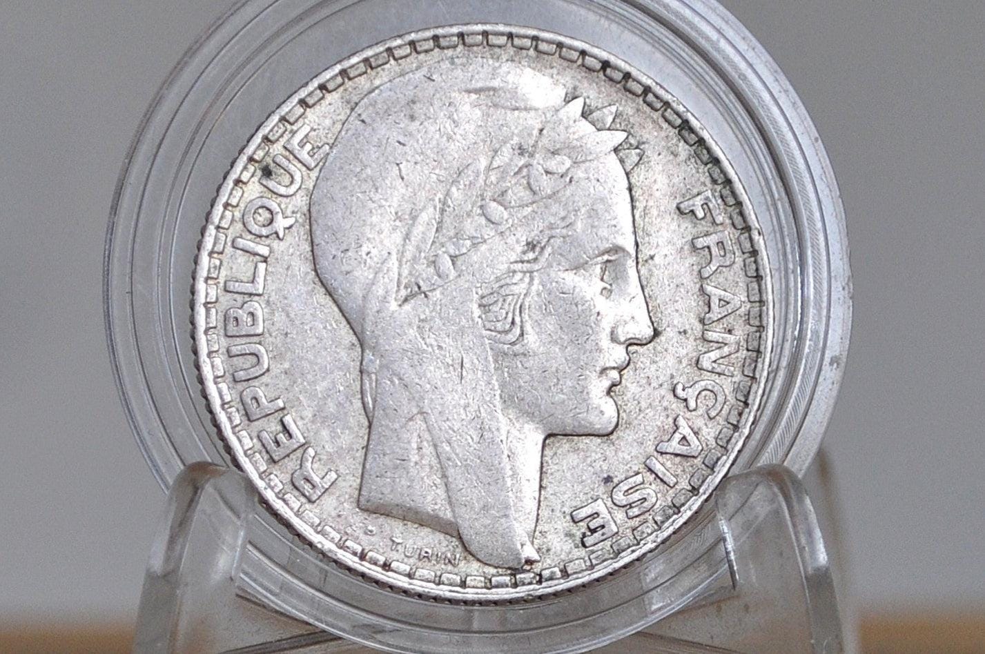1929 Silver French 10 Franc Coin - XF Condition - 1920s Silver