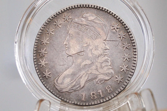 1818 Capped Bust Half Dollar - XF Detail, Some Scratches - 1818 Half Dollar US Half Dollar 1818 Early American Coin, Better Date! Low Mintag