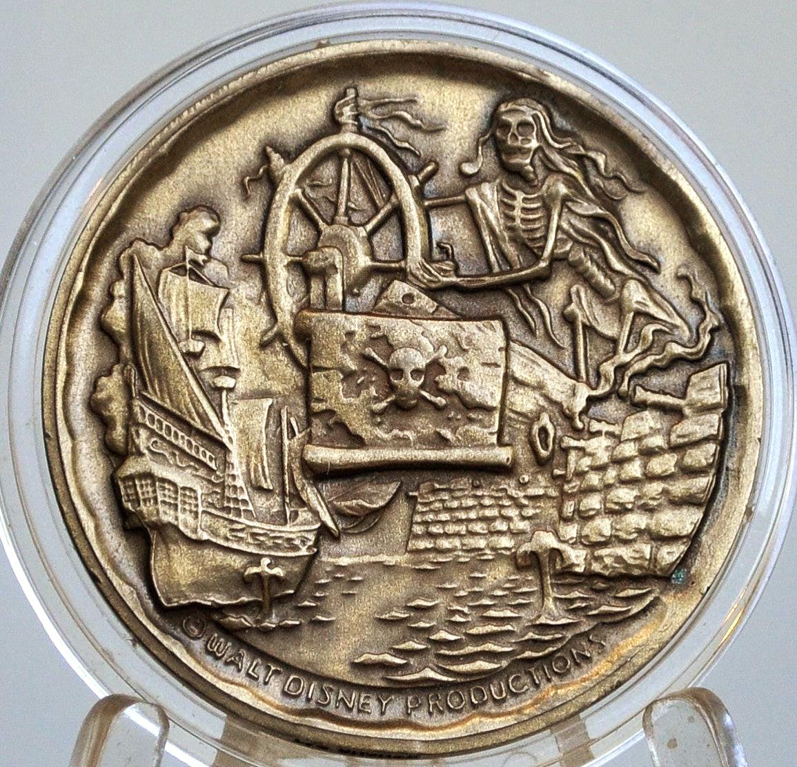 Pirates of the Caribbean Walt Disney World Bronze Collectible - 1970s Vintage Pirates of the Caribbean Walt Disney Productions Bronze Coin