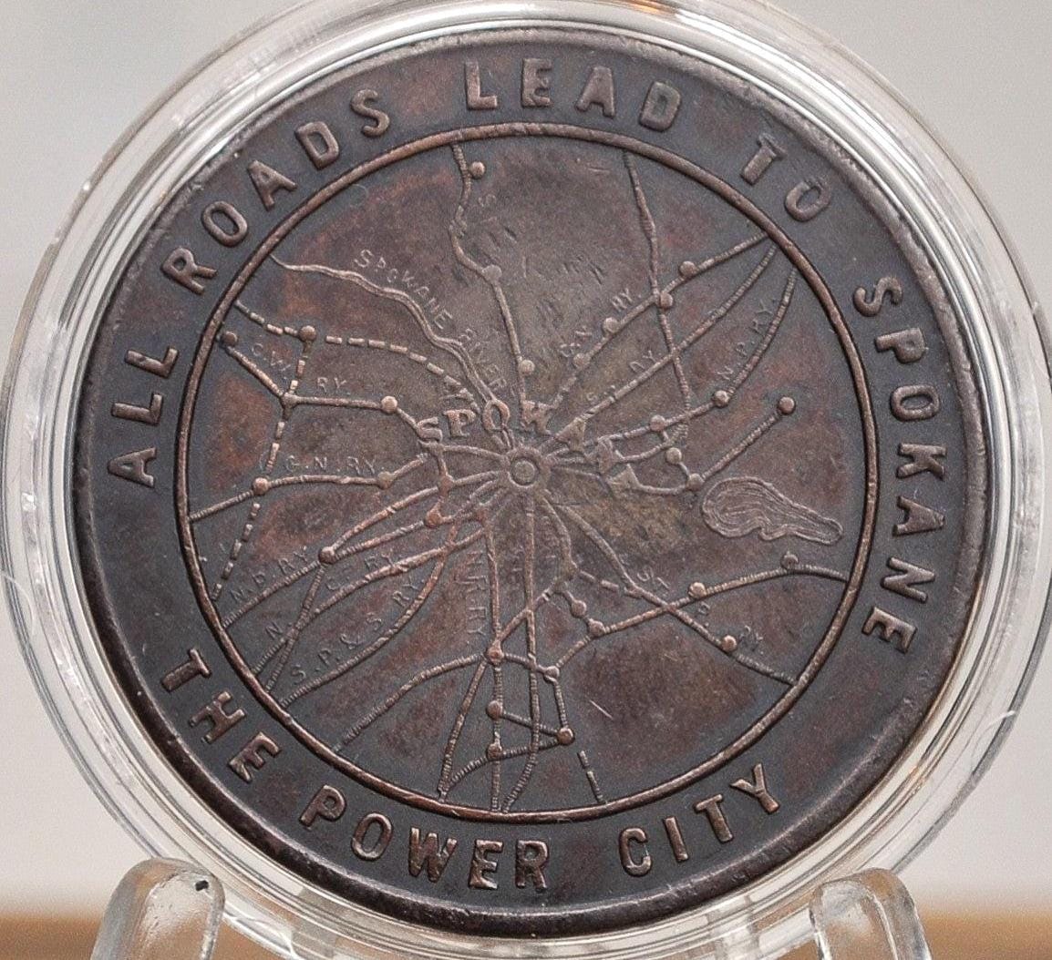 Spokane, Washington Chamber of Commerce Medal - So-Called Dollar All Roads Lead to Spokane, The Power City Medal