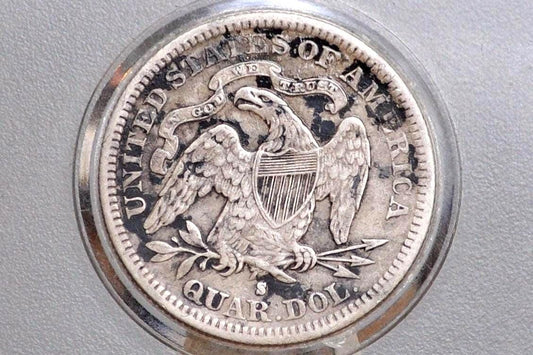 1877-S Seated Liberty Quarter - Choice AU Details, Likely Cleaned - 1877 S Silver Quarter / 1877 Liberty Seated Quarter