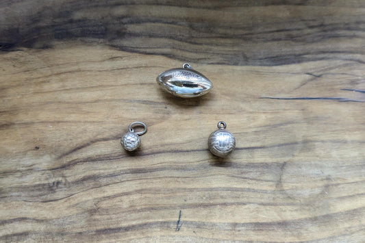 Set of Sterling Silver Sports Charm - Tested Sterling Silver - Volleyball, Football, Soccer
