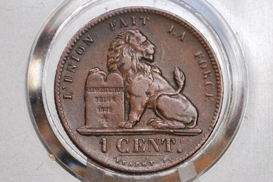 1862 Belgian 1 Centimes - AU Condition - Leopold I - 1862 Belgium One Cent, Incredible Coin for a collection, Better Date