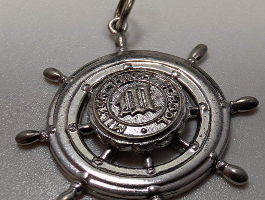Sterling Silver 1963 Milton High School Senior Prom Pendant - Tested Sterling Silver - Milton, Mass - Ship Wheel Pendant