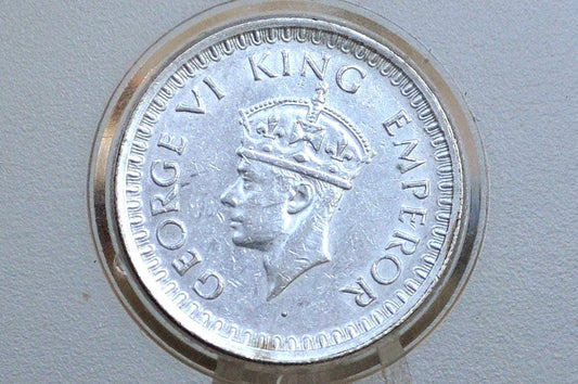 India One Half Rupee 1943 - AU Condition, Beautiful Coin - 1943 British Issue India 1/2 Rupee - High Grade, Great Coin -