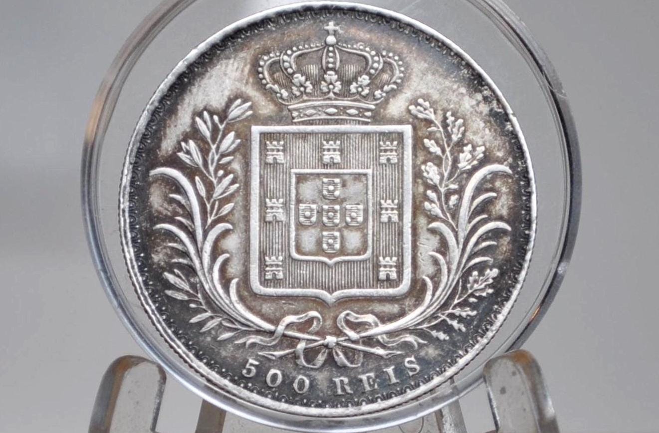 Rare Silver 1888 Portuguese 500 Reis Portugal - High AU Condition - Ludovicus I Five Hundred Reis 1888 - Old Portuguese Coin