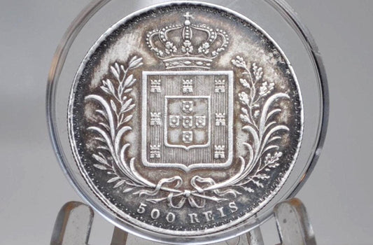 Rare Silver 1888 Portuguese 500 Reis Portugal - High AU Condition - Ludovicus I Five Hundred Reis 1888 - Old Portuguese Coin