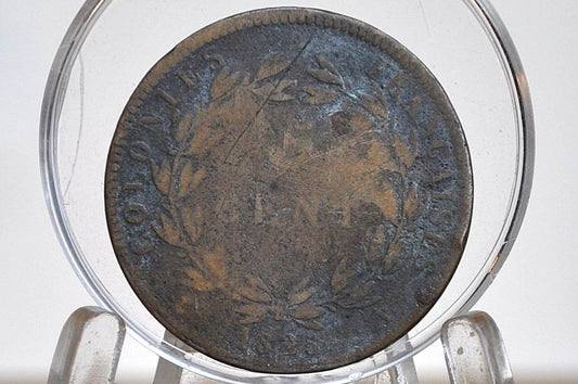 Rarer 1825 French Colonies 5 Centimes Coin - Great Condition - Charles X - Beautiful Coin