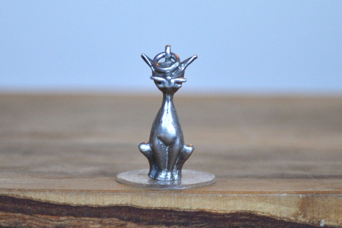 Sterling Silver Siamese Cat Charm - Stamped and Tested Sterling Silver - Cute Sterling Sitting Kitty Charm