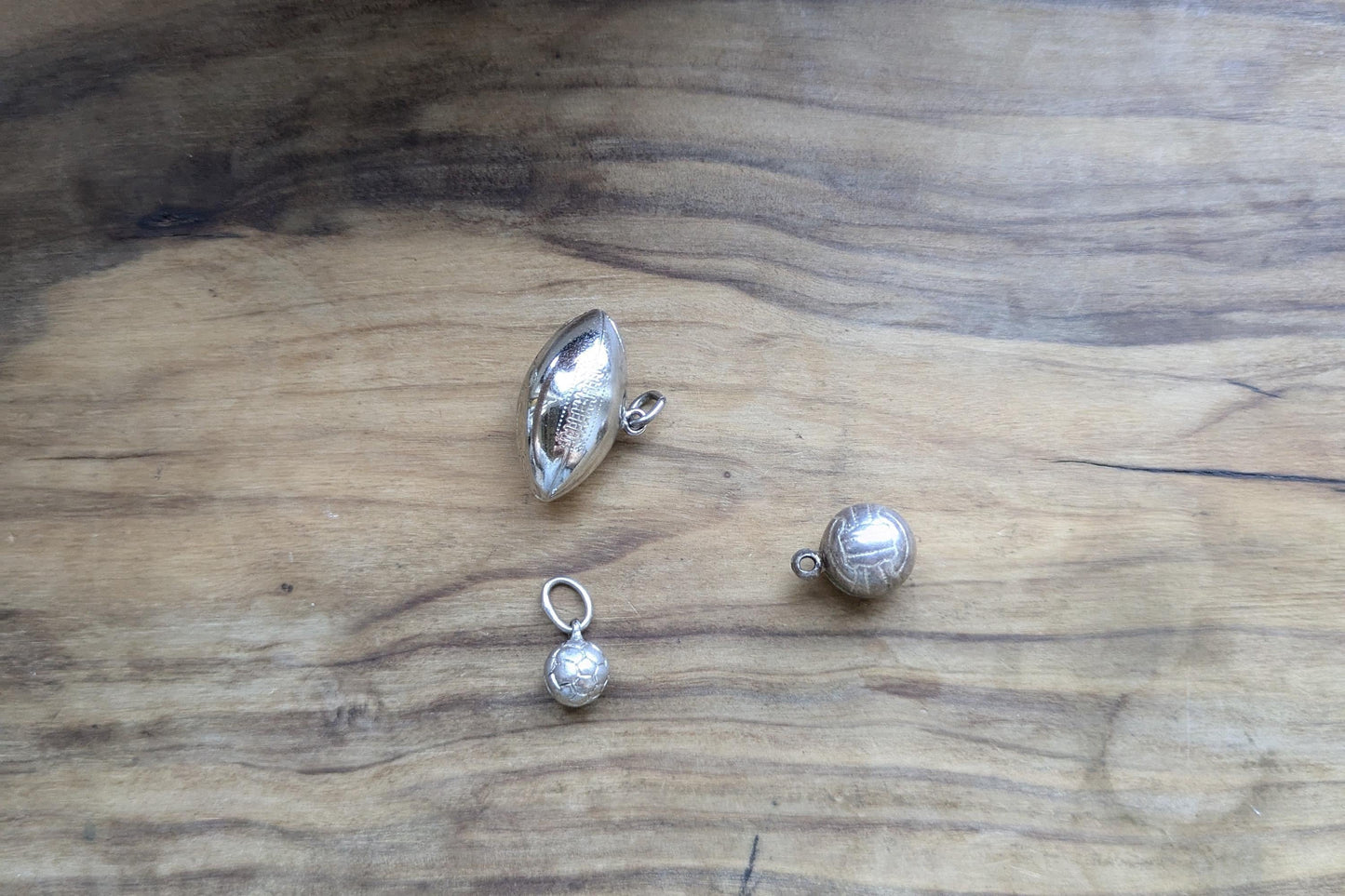 Set of Sterling Silver Sports Charm - Tested Sterling Silver - Volleyball, Football, Soccer