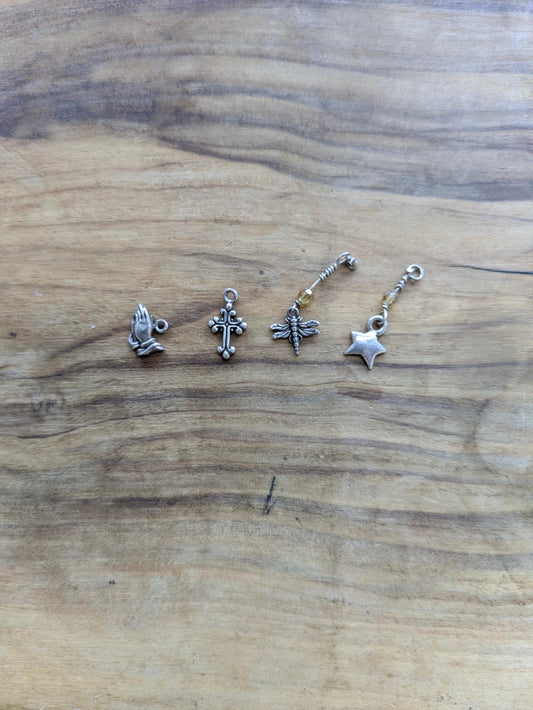 Set of Sterling Silver Spiritual Micro Charms - Stamped and Tested Sterling Silver - Religious/Spiritual Micro Charms