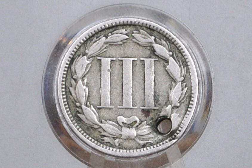 1870 Three Cent Nickel US Coin - Choose by Grade / Condition - Civil War Era - 3 Cent Nickel 1870