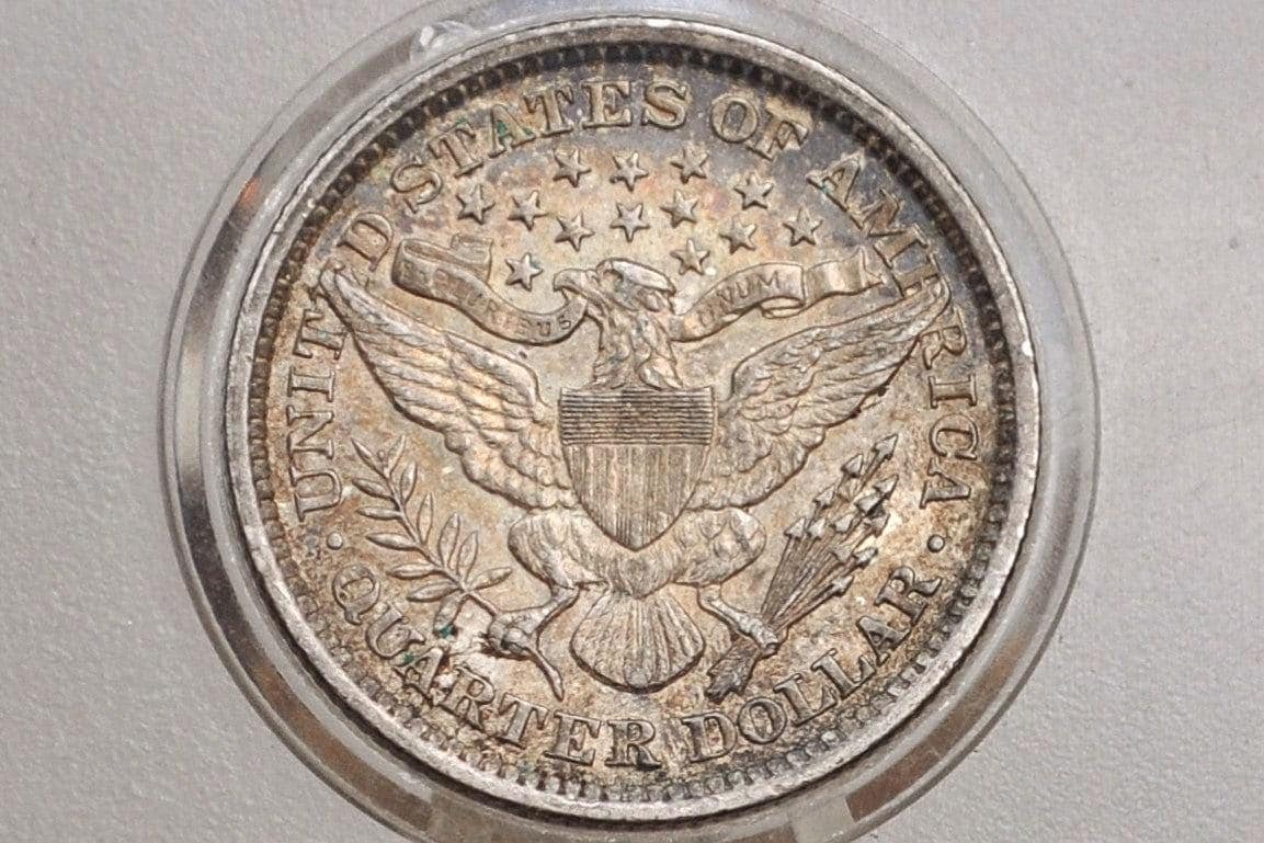 1893 Barber Quarter - Choice AU, Toned - Beautiful Coin - 1893 Quarter High Grade