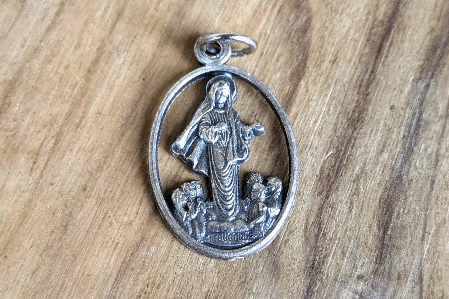 Sterling Silver Our Lady Queen of Peace Medugorje Bosnia Mary Pendant - Tested Sterling Silver - Our Lady of Medugorje - Our Lady Charm