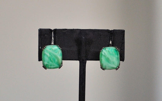 Sterling Silver Peridot Square Earrings - Stamped and Tested Sterling Silver - Peridot Square Earrings