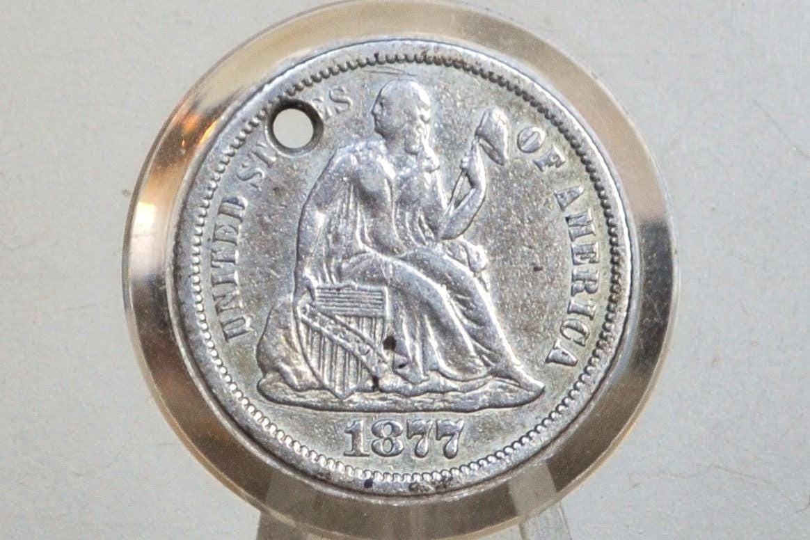 Genuine Antique Love Token, Owl & Tree Scene - Made From an 1877 Silver Dime - Beautiful Scroll Work, 1800s Silver Love Token, Nature Scene