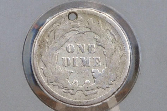 Genuine Antique Love Token, MAK - Made From an 1800's Silver Dime - Beautiful Scroll Work, 1800s Silver Love Token, "MAK" Love Token