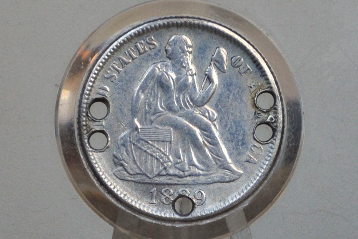 Genuine Antique Love Token, Jfw - Made From An 1880'S Silver Dime - Beautiful Scroll Work, 1800S Silver Love Token, "J F W" Love Token