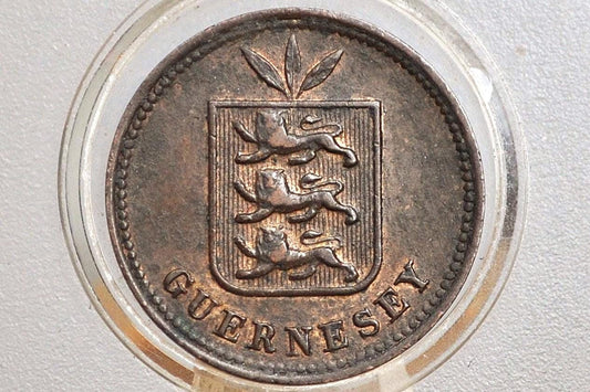 1902-H Guernesey 2 Doubles - AU/Unc. Grade / Condition - Very Rare Coin, 18k Minted