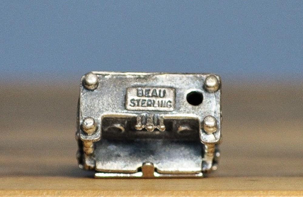 Antique Sterling Silver Beau Mechanical Piano Charm - Vintage Beau Articulated Piano Sterling Silver Pendant