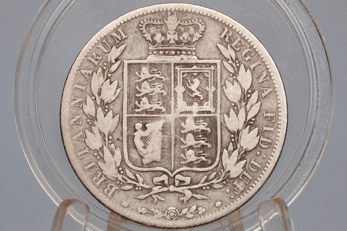 1881 Great Britain Half Crown - Awesome Historic Coin - VG Grade / Condition - 1881 Silver 1/2 Crown 1881 United Kingdom HalfCrown
