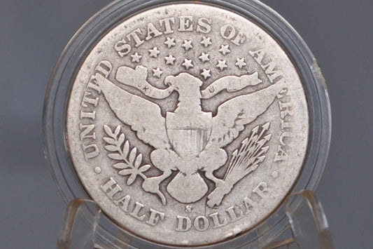1895-S Barber Half Dollar - G (Good) Grade / Condition - 1895S Barber Silver Half Dollar - 1895 P Half Dollar - 1895 Barber Half