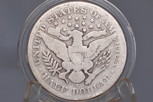 1895-S Barber Half Dollar - G (Good) Grade / Condition - 1895S Barber Silver Half Dollar - 1895 P Half Dollar - 1895 Barber Half