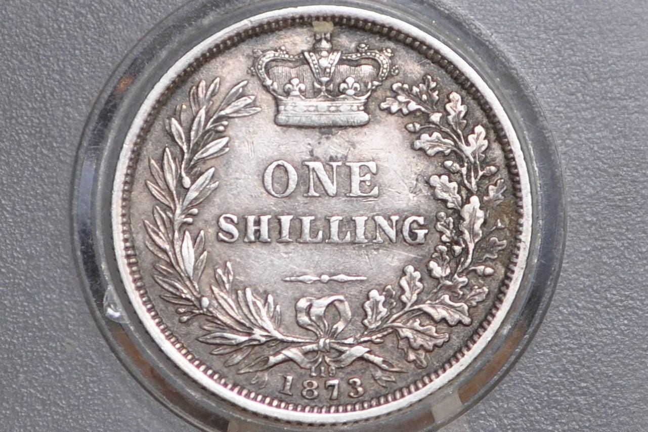 1873 Great Britain Silver 1 Shilling UK One Shilling 1875 - XF+ Detail - Die No. 119 - Queen Victoria - 1 Shilling 1873 Silver - Silver Shil