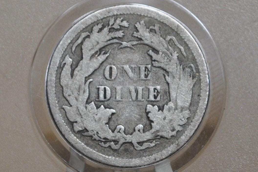 1868 Seated Liberty Dime - Fine Grade / Condition - 1868 Silver Dime / 1868 Liberty Seated Dime - US Dime 1868