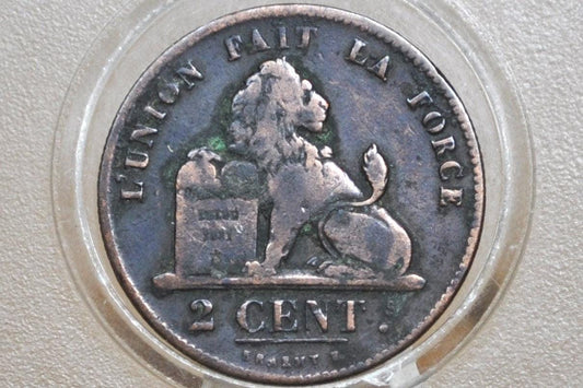1836 Belgian 2 Centimes - F/VF, Great Detail - Leopold I - 1833 Belgium 2 Cents, Historic Coin