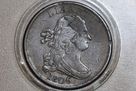 1806 Half Cent Small 6 Stemless - XF Detail, Damaged - 1806 Draped Bust Half Cent Small Six No Stems - Great Collection Addition