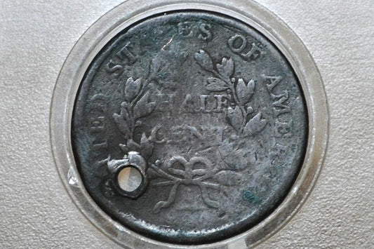 1806 Half Cent Small 6 Stemless - Heavy Corrosion / Cull - 1806 Draped Bust Half Cent Small Six No Stems - Discount Coins