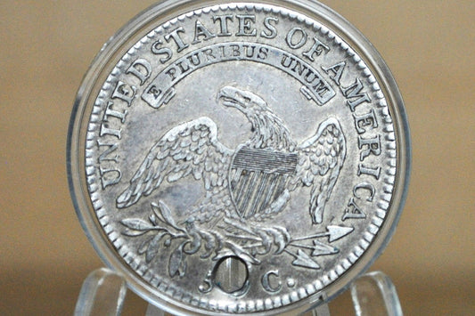 1818 Capped Bust Half Dollar - Choice AU Detail, Holed - 1818 Half Dollar US Half Dollar 1818 Early American Coin, Better Date! Low Mintage