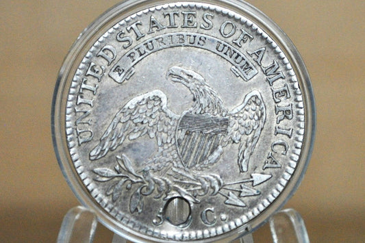 1818 Capped Bust Half Dollar - Choice AU Detail, Holed - 1818 Half Dollar US Half Dollar 1818 Early American Coin, Better Date! Low Mintage