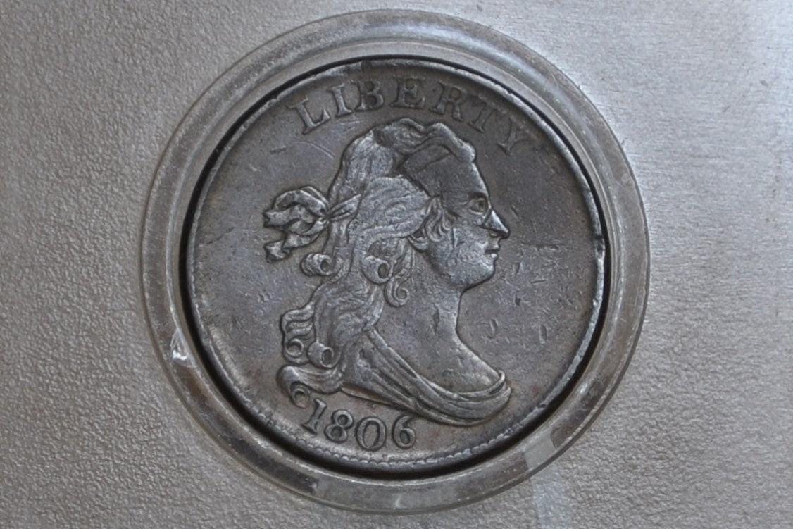 1806 Half Cent Small 6 Stemless - XF Detail, Damaged - 1806 Draped Bust Half Cent Small Six No Stems - Great Collection Addition