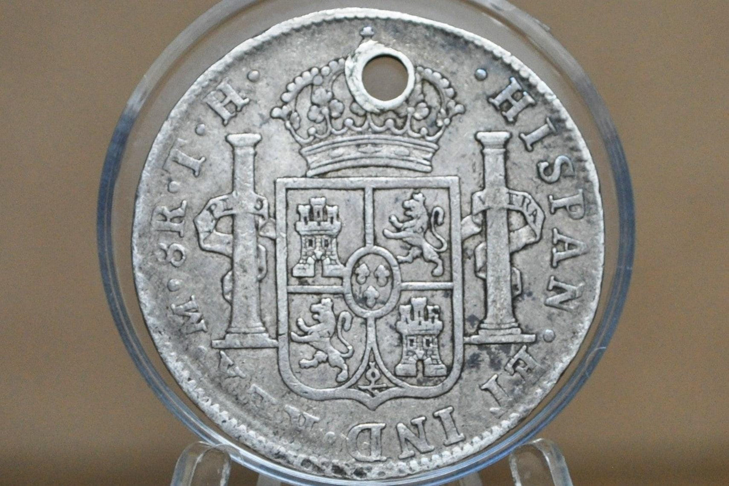 1806 Spanish 8 Reales - XF, Holed - Spanish Silver Colonial Era Coin - 1806 FM - Carolus IIII - 1806 Eight Reales Mexico Silver