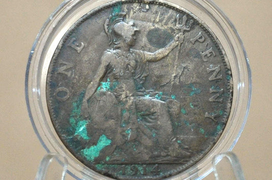 Great Britain One Penny 1914 Counterstamped "Al.k. Uss Greer" - Countermarked 1914 One Penny From Great Britain" Al.k Uss Greer"